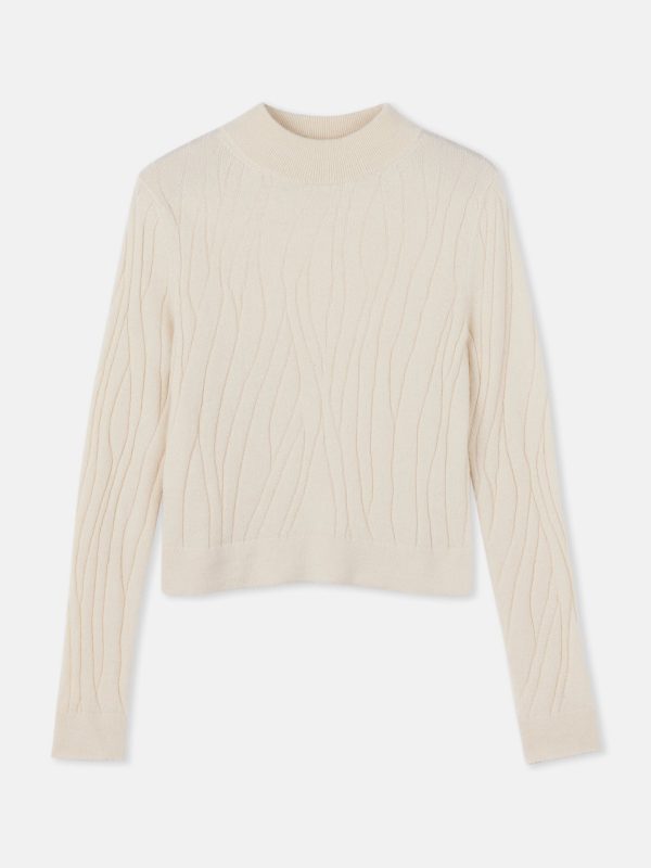 Organic Colour Cropped High Neck Cashmere Sweater Rabatt