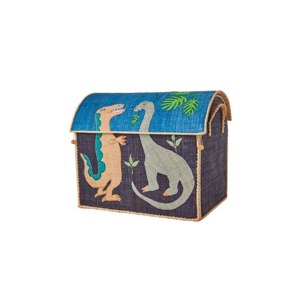 Large Dino Raffia Toy Basket Dino Print - Aufbewahrungskorb Rabatt
