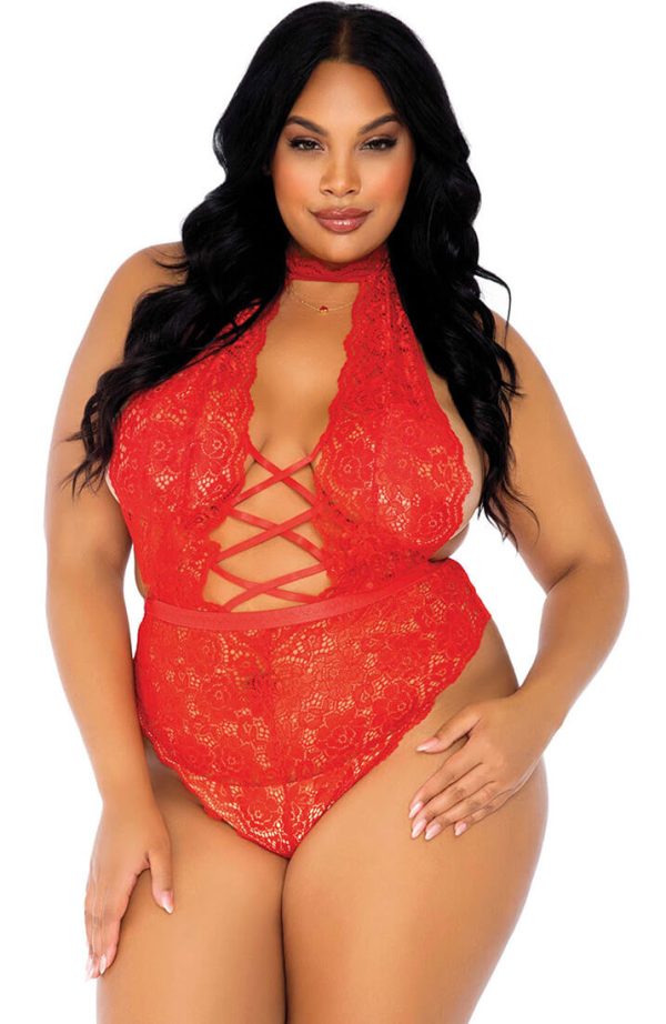 Red crotchless plus size bodysuit - Seduce Me In Red Verkauf