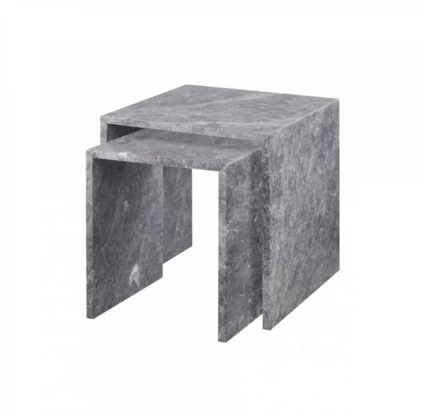 Set 2 Beistelltische -VARU- aus Marmor Tundra grey Blomus Schn?ppchen