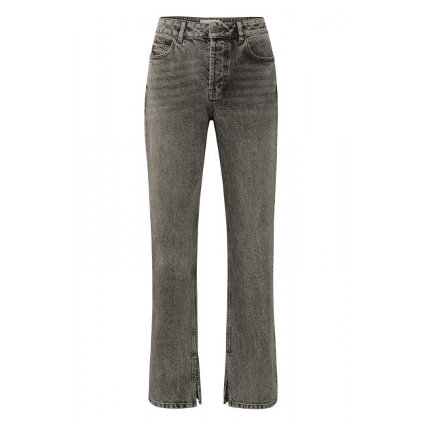 Jeans mit geradem Bein in Länge 32 mit Taschen und Schlitz grau YAYA Angebot